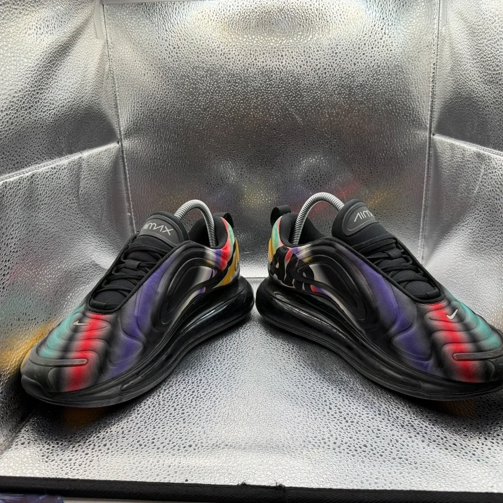 Size 7Y Nike Air Max 720 GS Black‎ Multi Kids Lace-Up Running Shoes AQ3196-011